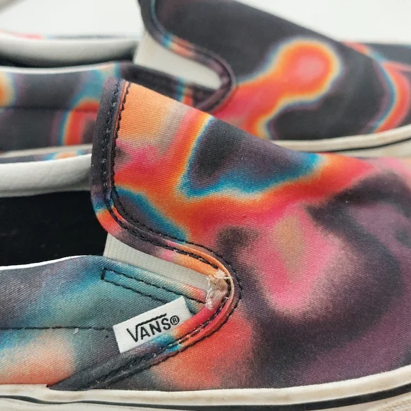 Vans Psychedelic Pattern Slip-Ons Sneakers VANS shoes Men Sz 7.5 Women Sz 9 (C) - Picture 2 of 5